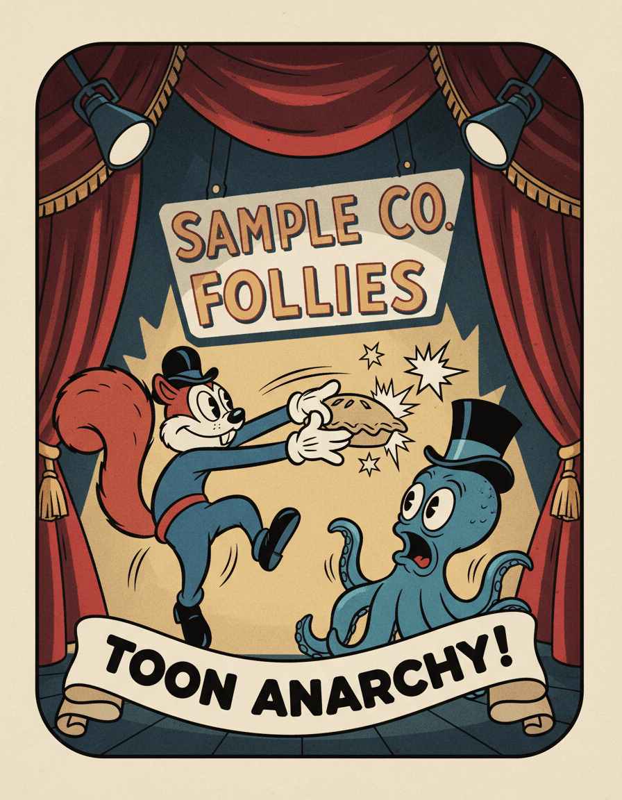 Vista previa de estilo de contenido: rubber hose toon scene