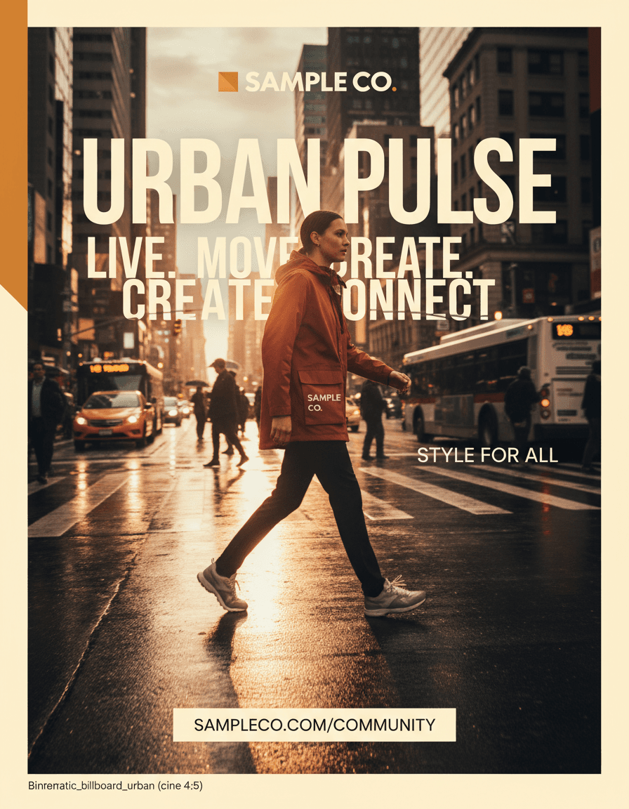 Vista previa de estilo de contenido: cinematic billboard urban street