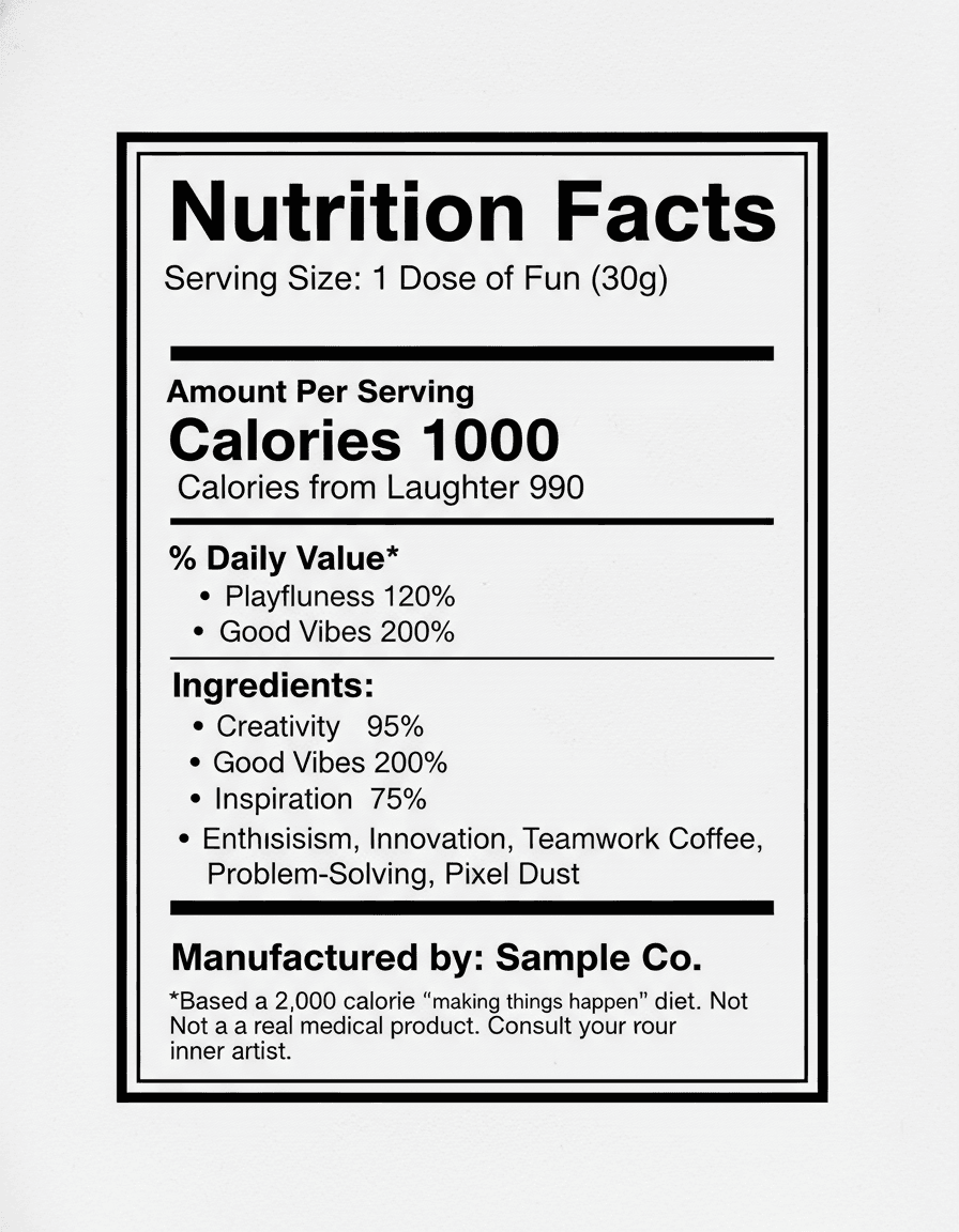 Vista previa de estilo de contenido: nutrition facts parody label