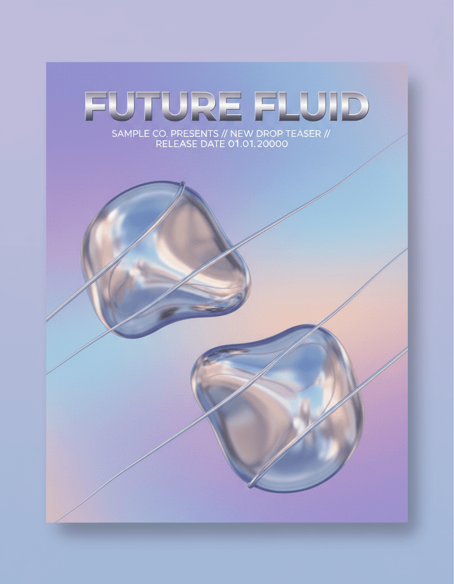 Vista previa de estilo de contenido: liquid chrome y2k poster