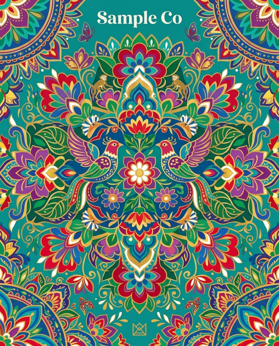 Vista previa de estilo de contenido: vibrant folk pattern