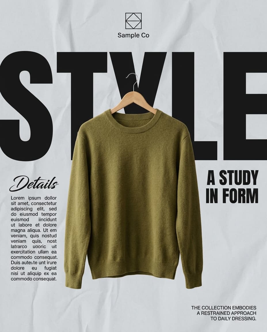 Vista previa de estilo de contenido: wrinkled paper minimal hanger poster