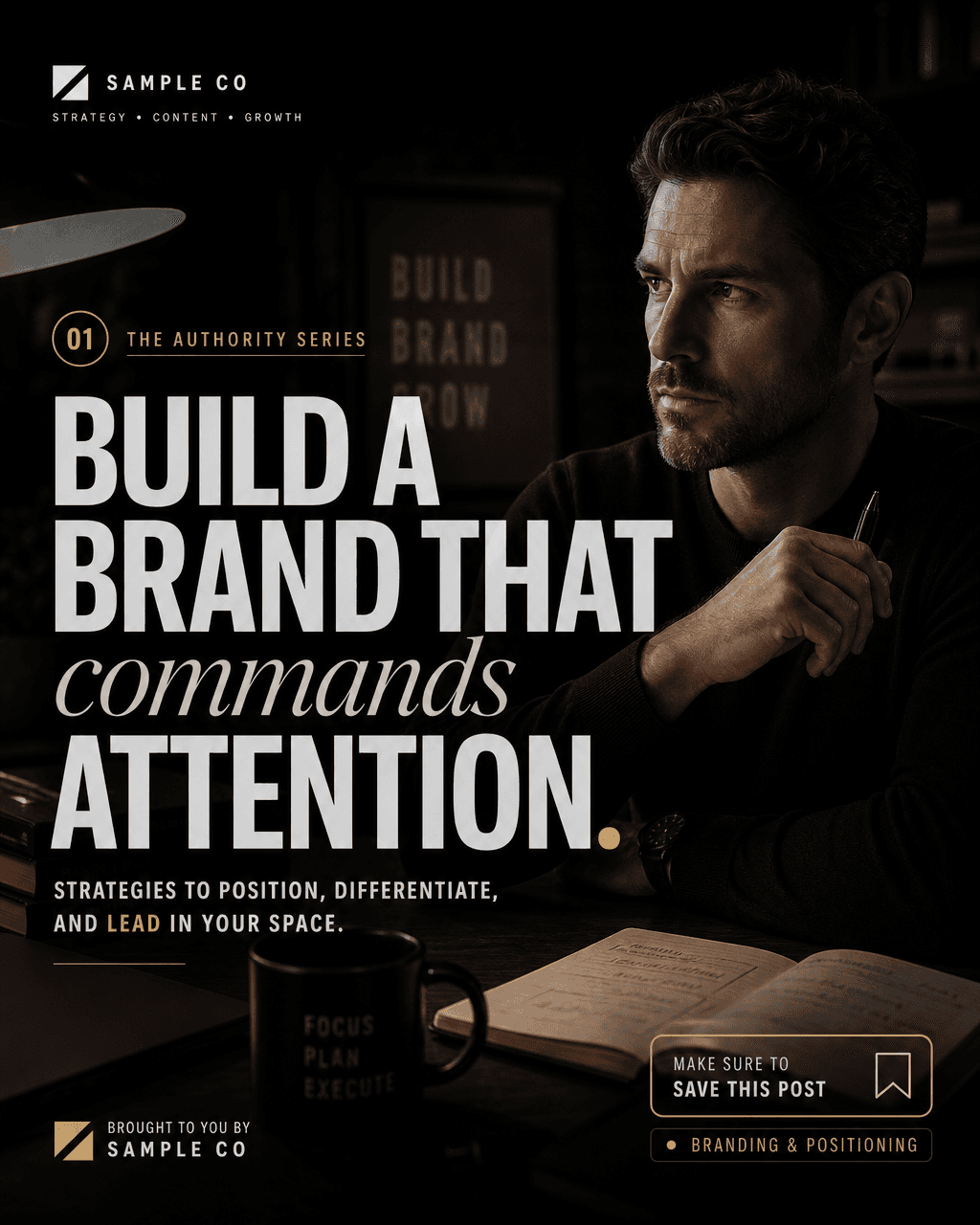 Vista previa de estilo de contenido: cinematic authority story slide