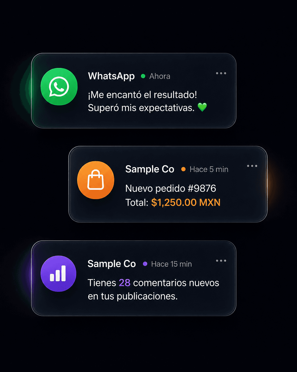 Vista previa de estilo de contenido: notification stack